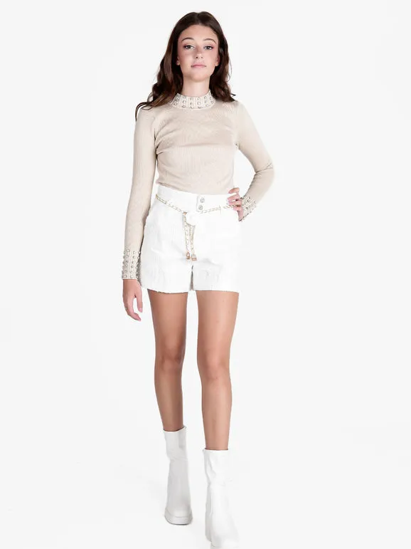 Solada Pantalón corto de mujer de talle alto con lúrex.