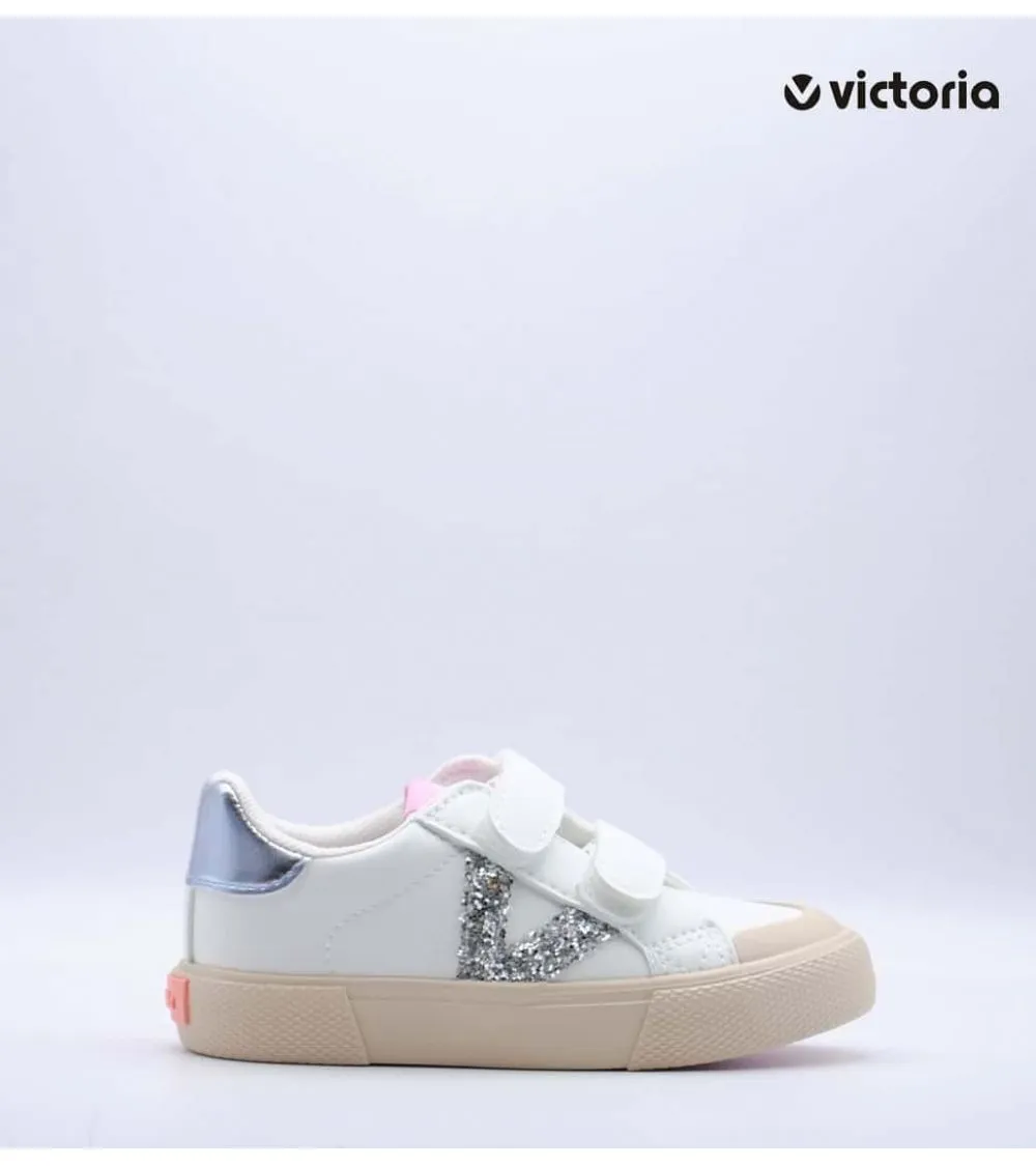 TENIS VICTORIA NIÑA TRIBU VELCRO FANTASÍA V GLITTER PLATA
