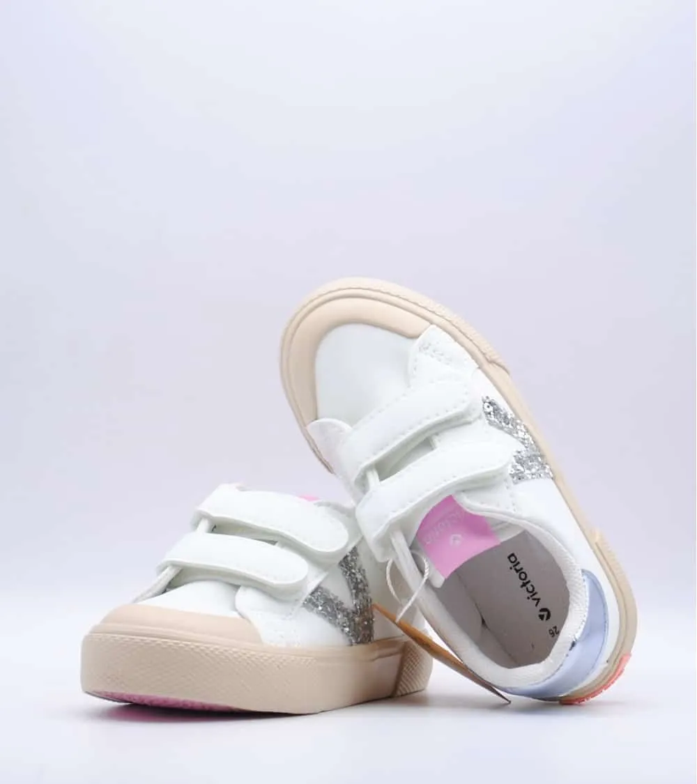 TENIS VICTORIA NIÑA TRIBU VELCRO FANTASÍA V GLITTER PLATA