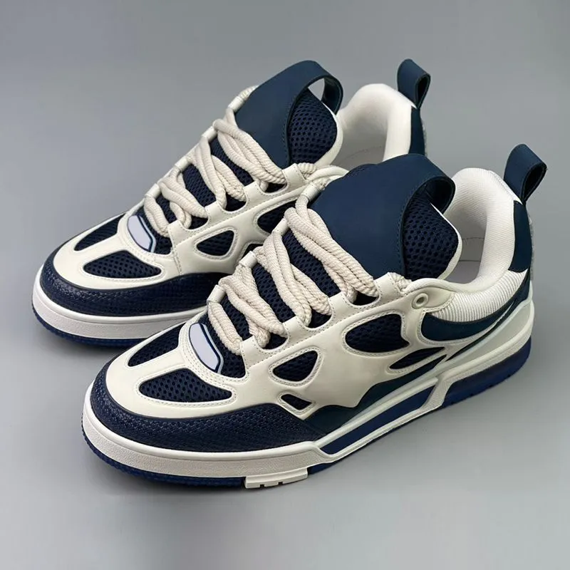 Zapatillas de skate blancas y beige, diseñadores de lujo populares, zapatos para hombre, suela de goma, zapatillas bajas de algo