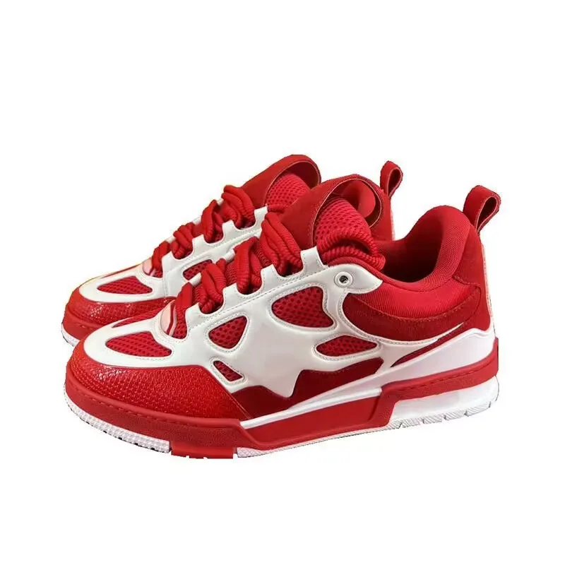 Zapatillas de skate blancas y beige, diseñadores de lujo populares, zapatos para hombre, suela de goma, zapatillas bajas de algo