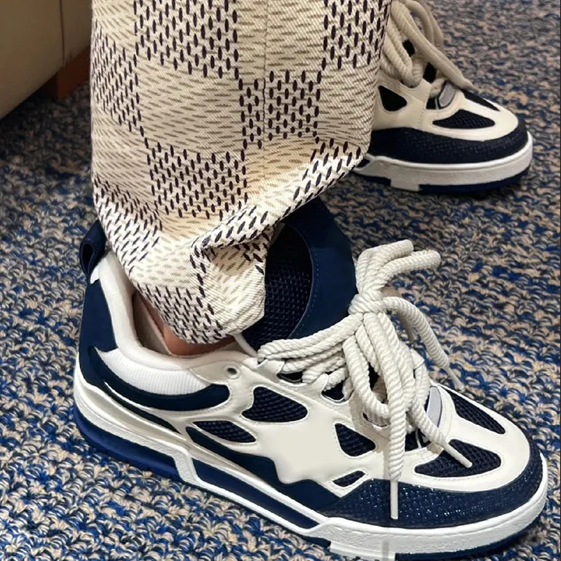 Zapatillas de skate blancas y beige, diseñadores de lujo populares, zapatos para hombre, suela de goma, zapatillas bajas de algo